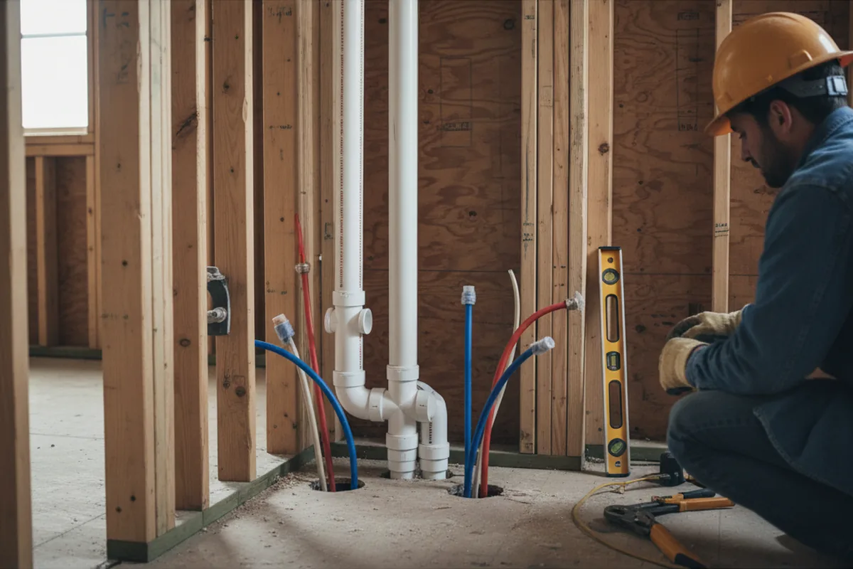 Drain and supply rough-in during Drain Cleaning in Big Laurel